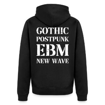 Gothic Postpunk - Unisex Premium Bio Zip Hoodie - Schwarz - Hinten - Nico (187cm)