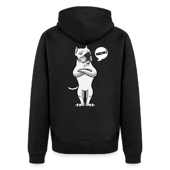 Sturer Dogo Argentino Hund - Unisex Premium Bio Zip Hoodie - Schwarz - Hinten - Nico (187cm)
