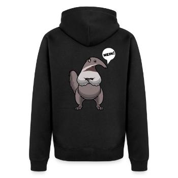 Sturer Ameisenbär - Unisex Premium Bio Zip Hoodie - Schwarz - Hinten - Nico (187cm)