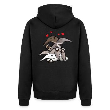 Ameisenbär - Unisex Premium Bio Zip Hoodie - Schwarz - Hinten - Nico (187cm)