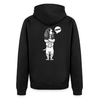 Stubborn English Springer Spaniel - Unisex Premium Bio Zip Hoodie - Schwarz - Hinten - Nico (187cm)