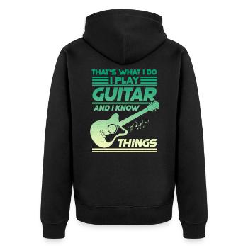 Gitarre Musik Gitarrist Papa Guitar Opa - Unisex Premium Bio Zip Hoodie - Schwarz - Hinten - Nico (187cm)