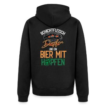 Dutch Oven Schichtfleisch Dopfen Feuertopf - Unisex Premium Bio Zip Hoodie - Schwarz - Hinten - Nico (187cm)