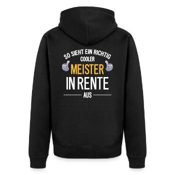 Rente Meister Ruhestand 2021 Lustiger Spruch Chef - Unisex Premium Bio Zip Hoodie - Schwarz - Hinten - Nico (187cm)