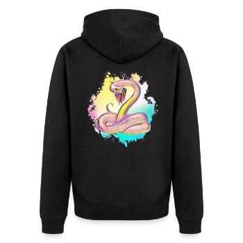 Schlange - Unisex Premium Bio Zip Hoodie - Schwarz - Hinten - Nico (187cm)