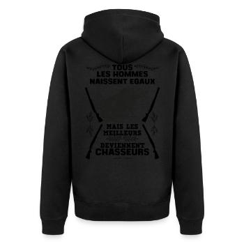 Chasseur de Sanglier idée Cadeau chasseur parfait - Veste à capuche bio Premium Unisexe - noir - Dos - Nico (187cm)