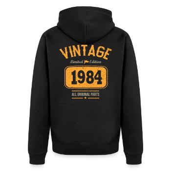 Jahrgang 1984 Jahrgang 1984 Geburtstagsgeschenk - Unisex Premium Bio Zip Hoodie - Schwarz - Hinten - Nico (187cm)