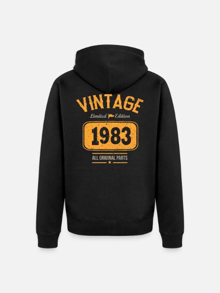 vintage 1983 geboren in 1983 verjaardagscadeau 40 jaar - Uniseks Premium bio ziphoodie - zwart