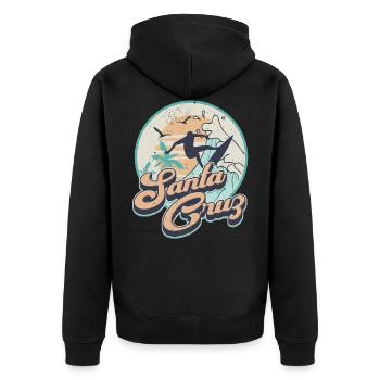 Santa Cruz - Unisex Premium Bio Zip Hoodie - Schwarz - Hinten - Nico (187cm)