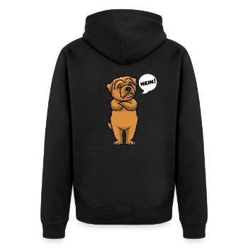 Sturer Norfolk Terrier - Unisex Premium Bio Zip Hoodie - Schwarz - Hinten - Nico (187cm)