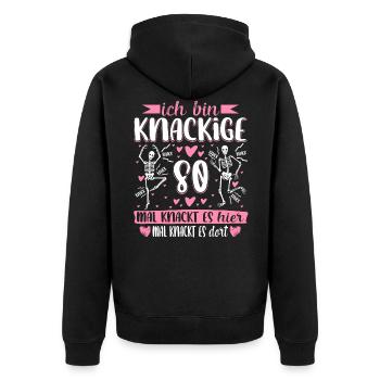 80 Geburtstag - Unisex Premium Bio Zip Hoodie - Schwarz - Hinten - Nico (187cm)