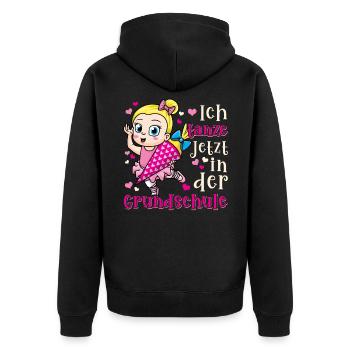 Schoolchild School Enrolment School Bag Ballerina - Unisex Premium Organic Zip Hoodie - black - Back - Nico (187cm)