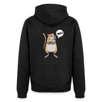 Mongolische Rennratte Rennmaus Gerbil - Unisex Premium Bio Zip Hoodie - Schwarz - Hinten - Nico (187cm)