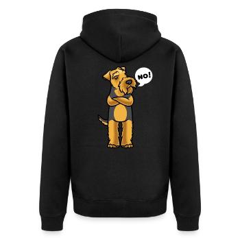 Stubborn Welsh Terrier Dog - Unisex Premium Organic Zip Hoodie - black - Back - Nico (187cm)