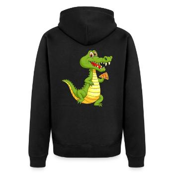 Pizza Lover Crocodile Alligator - Unisex Premium Organic Zip Hoodie - black - Back - Nico (187cm)