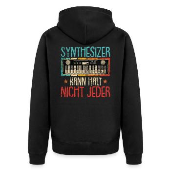 Retro Synthesizer Analog Keyboard - Unisex Premium Bio Zip Hoodie - Schwarz - Hinten - Nico (187cm)