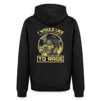 I would like to rage rpg funny , Rpg, Gaming - Unisex Premium Organic Zip Hoodie - black - Back - Nico (187cm)