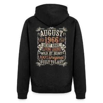 Born August 1966 Birthday Gift - Unisex Premium Organic Zip Hoodie - black - Back - Nico (187cm)