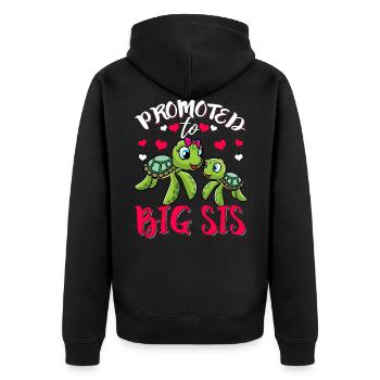 Ich werde große Schwester Geschenk Schwangerschaft - Unisex Premium Bio Zip Hoodie - Schwarz - Hinten - Nico (187cm)