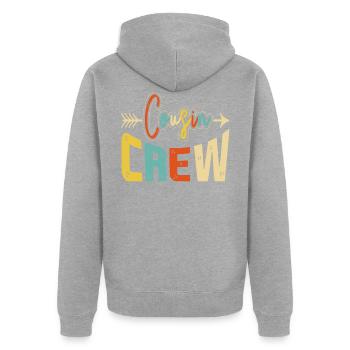 Cousin Crew Kusine - Unisex Premium Bio Zip Hoodie - Grau meliert - Hinten - Nico (187cm)
