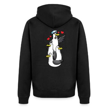 Stubborn Seagull Mediterranean Gull Seagulls North Sea - Unisex Premium Organic Zip Hoodie - black - Back - Nico (187cm)
