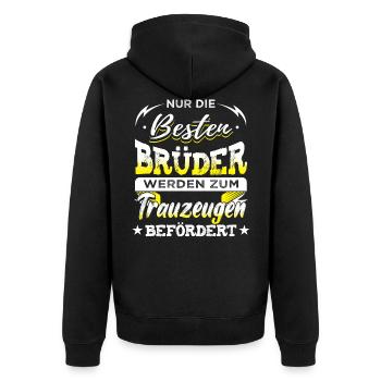 Trauzeuge Hochzeit - Unisex Premium Bio Zip Hoodie - Schwarz - Hinten - Nico (187cm)