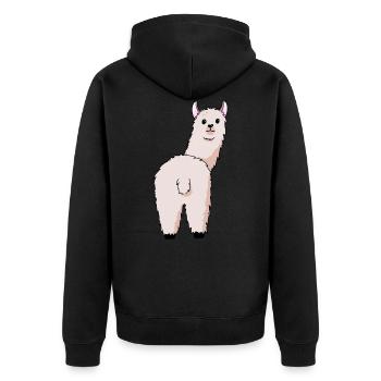 Alpaca cool llama butt - Unisex Premium Organic Zip Hoodie - black - Back - Nico (187cm)