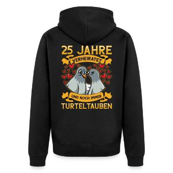 Silberhochzeit 25 Jahre Verheiratet Hochzeitstag - Unisex Premium Bio Zip Hoodie - Schwarz - Hinten - Nico (187cm)