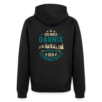 Vintage Schwarzwald Schwarzwälder - Unisex Premium Bio Zip Hoodie - Schwarz - Hinten - Nico (187cm)