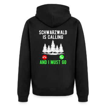 Der Schwarzwald ruft Schwarzwälder - Unisex Premium Bio Zip Hoodie - Schwarz - Hinten - Nico (187cm)