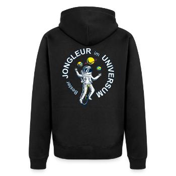 Astronaut ist bester Jongleur im Universum - Unisex Premium Bio Zip Hoodie - Schwarz - Hinten - Nico (187cm)
