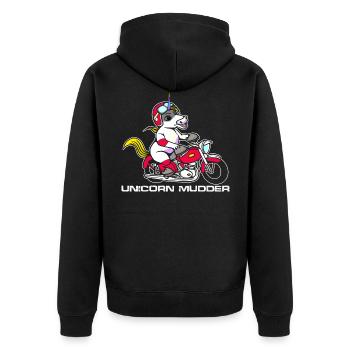 Monocorne Unicorn magie motocross moto cheval - Veste à capuche bio Premium Unisexe - noir - Dos - Nico (187cm)
