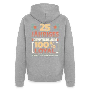 25 Jähriges Dienstjubiläum Firmenjubiläum - Unisex Premium Bio Zip Hoodie - Grau meliert - Hinten - Nico (187cm)