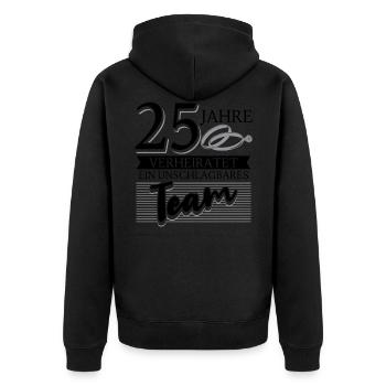 Silberhochzeit 25 Jahre Verheiratet Hochzeitstag - Unisex Premium Bio Zip Hoodie - Schwarz - Hinten - Nico (187cm)