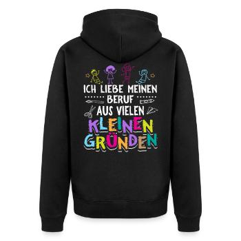 Erzieherin Erzieher Kindergarten Kindergärtnerin - Unisex Premium Bio Zip Hoodie - Schwarz - Hinten - Nico (187cm)