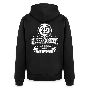 Silberhochzeit 25 Jahre Verheiratet Hochzeitstag - Unisex Premium Bio Zip Hoodie - Schwarz - Hinten - Nico (187cm)