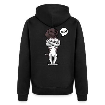 Sturer Deutsch Kurzhaar Hund - Unisex Premium Bio Zip Hoodie - Schwarz - Hinten - Nico (187cm)