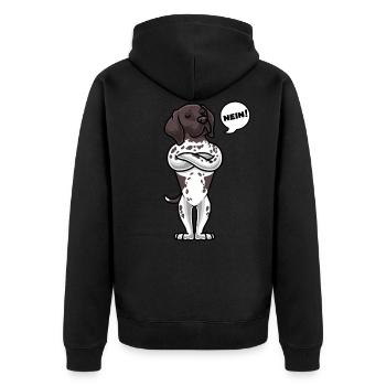 Sturer Deutsch Kurzhaar Hund - Unisex Premium Bio Zip Hoodie - Schwarz - Hinten - Nico (187cm)