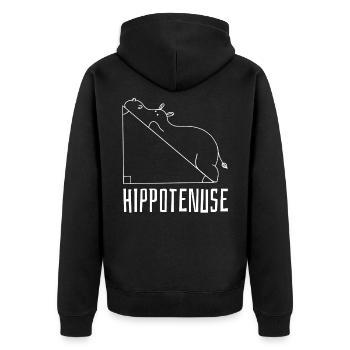 Hippotenuse Flusspferd Hypotenuse - Unisex Premium Bio Zip Hoodie - Schwarz - Hinten - Nico (187cm)