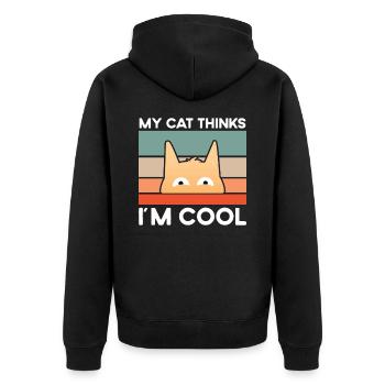 My Thinks I´M Cool, Cat, Cool - Unisex Premium Bio Zip Hoodie - Schwarz - Hinten - Nico (187cm)