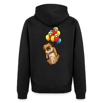 Tibetan Spaniel Dog Funny with Balloons - Unisex Premium Organic Zip Hoodie - black - Back - Nico (187cm)