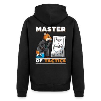 Fußballtrainer Fußball Taktik Trainer Co-Trainer - Unisex Premium Bio Zip Hoodie - Schwarz - Hinten - Nico (187cm)