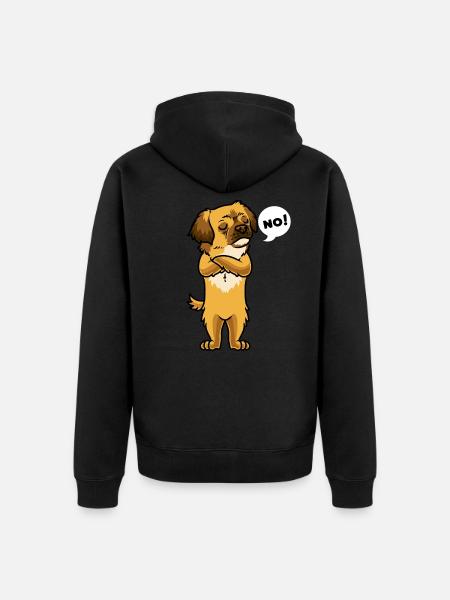 Sturer Tibet Spaniel Hund Tibetan Spaniel - Unisex Premium Bio Zip Hoodie - Schwarz