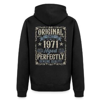 Né 1971 Original Vintage Anniversaire - Veste à capuche bio Premium Unisexe - noir - Dos - Nico (187cm)