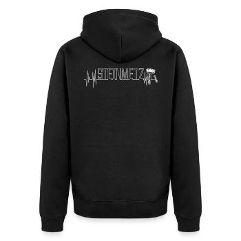 Steinmetz Steinmetzerei - Unisex Premium Bio Zip Hoodie - Schwarz - Hinten - Nico (187cm)