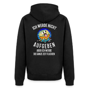 Ich werde nicht aufgeben - Unisex Premium Bio Zip Hoodie - Schwarz - Hinten - Nico (187cm)
