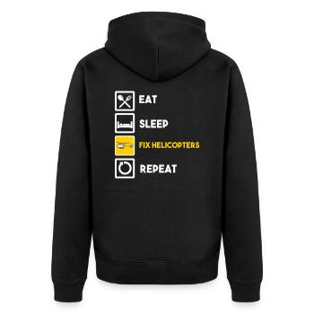 Hubschrauber Pilot Helicopter Geschenk Modellbau - Unisex Premium Bio Zip Hoodie - Schwarz - Hinten - Nico (187cm)