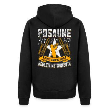 Posaune Posaunenspieler Posaunisten - Unisex Premium Bio Zip Hoodie - Schwarz - Hinten - Nico (187cm)