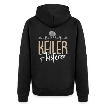 Jagen Wildschwein Keiler Flüsterer Herzschlag Jäge - Unisex Premium Bio Zip Hoodie - Schwarz - Hinten - Nico (187cm)