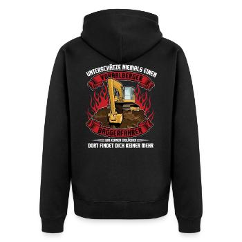 Vorarlberger Baggerfahrer Spruch Geschenkidee - Unisex Premium Bio Zip Hoodie - Schwarz - Hinten - Nico (187cm)
